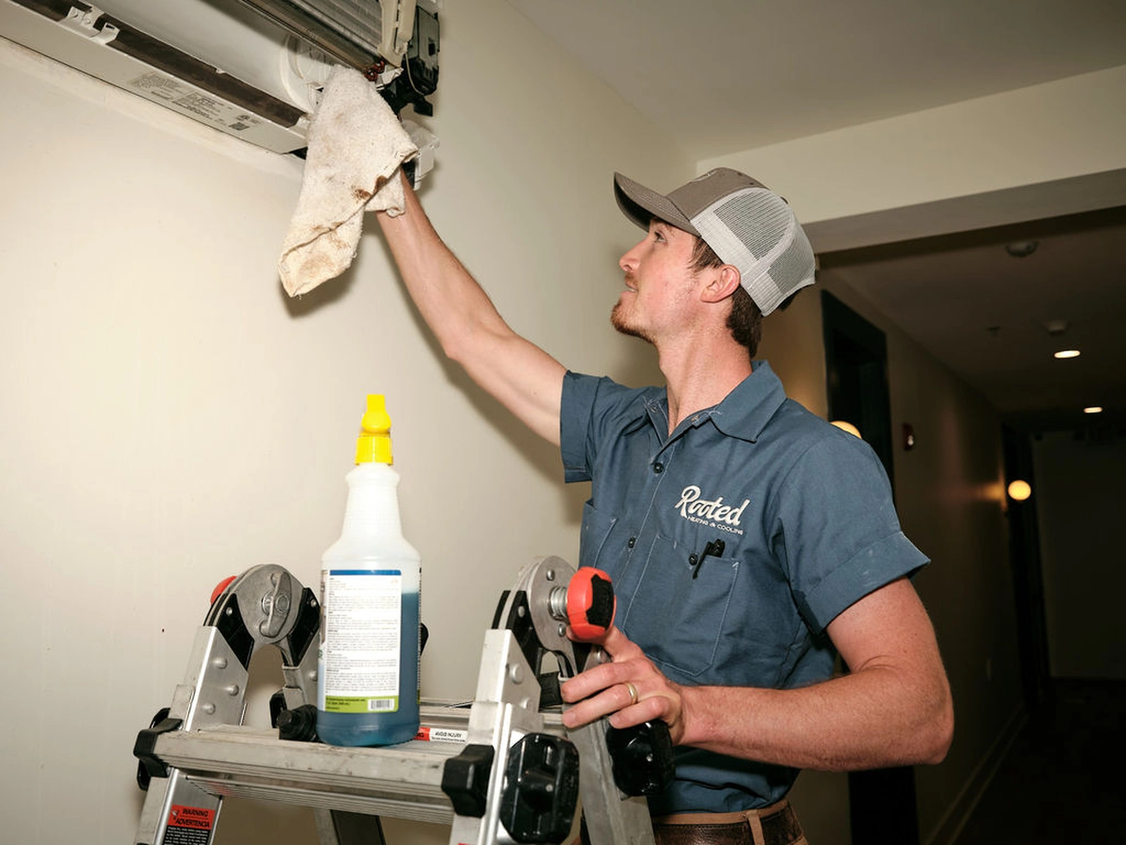 Cleaning air conditioner with Rooted Heating and Air